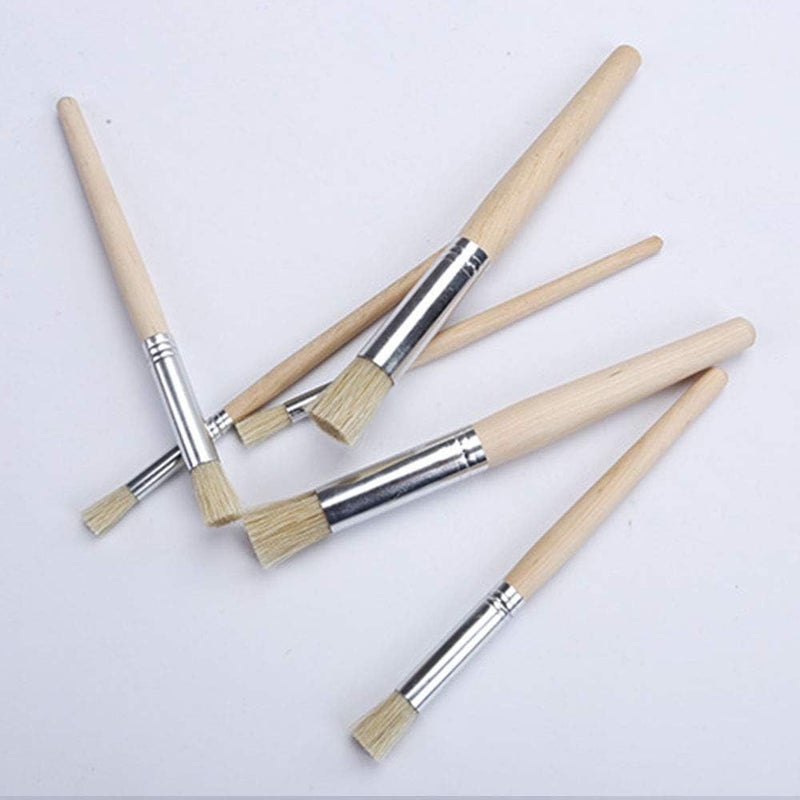 AngelReally Wooden Stencil Brushes Natural Bristle Stencil Brushes for Acrylic Painting, Oil Painting, Watercolor Painting, Card Making, DIY Art Crafts Project (3 Sizes) (12) - Image 4